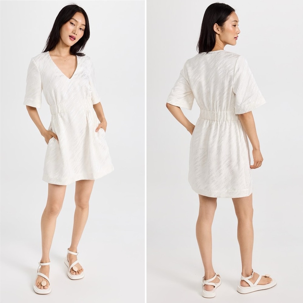 Anthropologie White Short Sleeve V Neck Dress Size 4  Baum Und Pferdgarten Dress